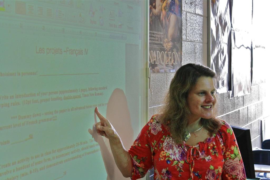 New Bearden French teacher Ms. Stacy Benson goes over project instructions in class this week.