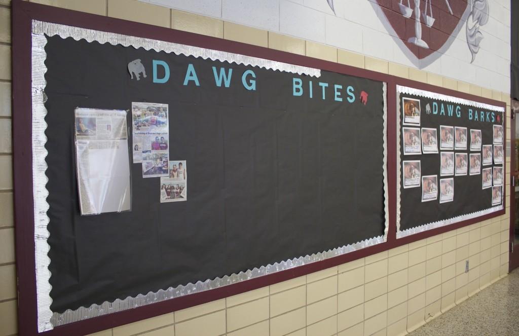 The new design of the bulletin boards in the West Mall allows for teachers to promote student accomplishments in the classroom.