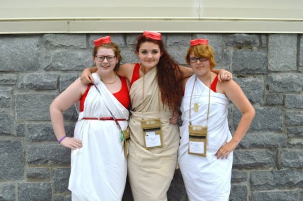 Katy Burton, Aimee Lafon, and Hope Buchanan (left to right) pose for a picture during NJCL.