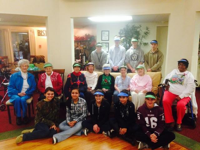 Bearden ROTC students pose with residents at Echo Ridge.