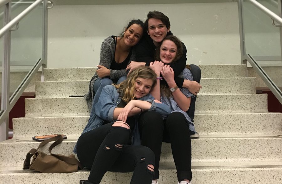 Madison Tenney (right middle) brought support with her to her audition in the form of Bearden juniors Alex Blue, Zachary Jones, and Kira Suerth.