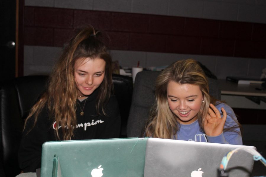 Editors Emma Vaughn (left) and Allie Ballinger (right) have been working hard on the annual since the fall.