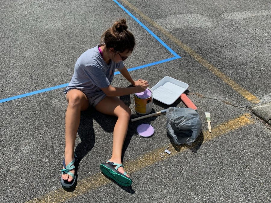 Senior Kate Myers was inspired by the show Friends for the design of her painted parking space.
