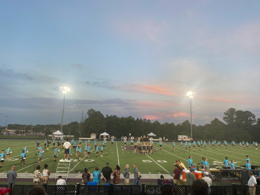 The Bearden band performs their new halftime show Avion at a recent football game.