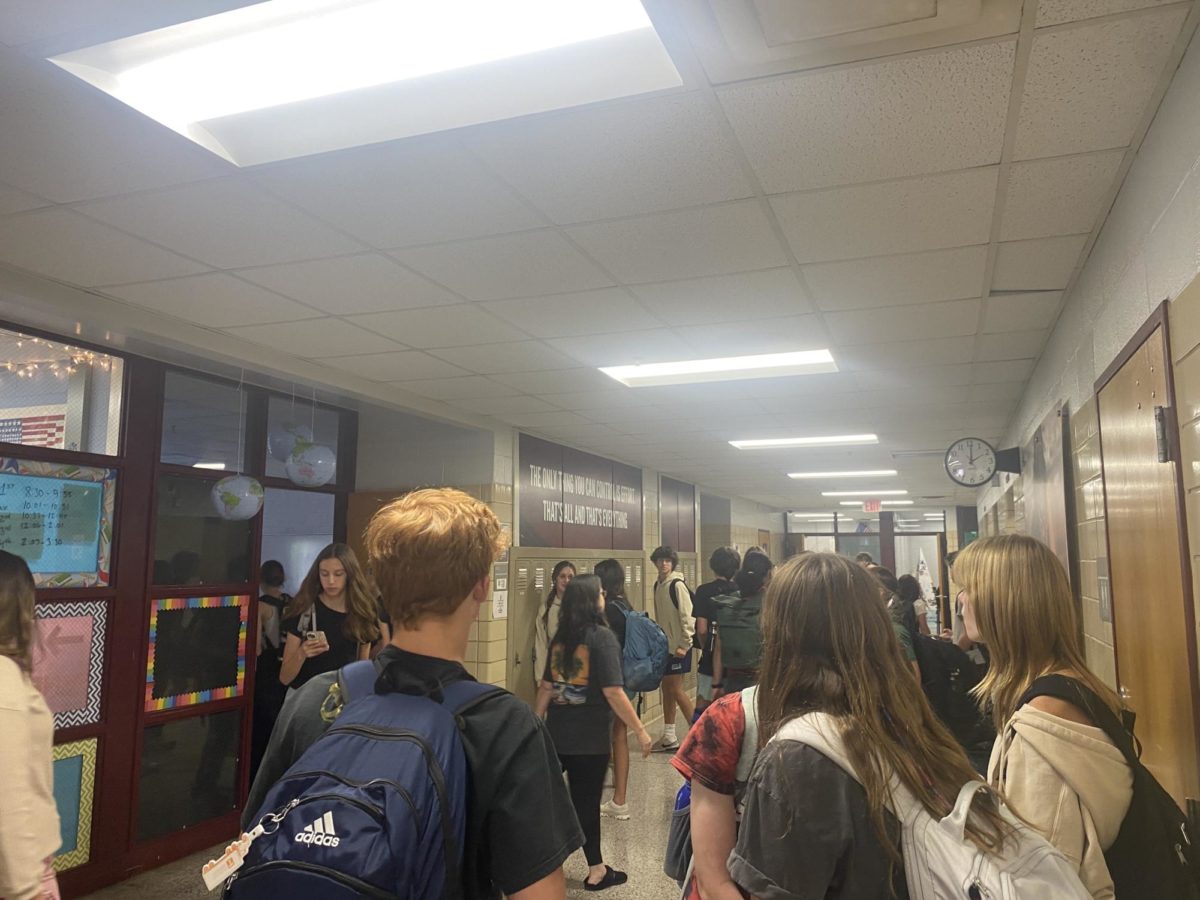 Bearden students change class in the hallways of the Freshman Academy, which is now in its second year.