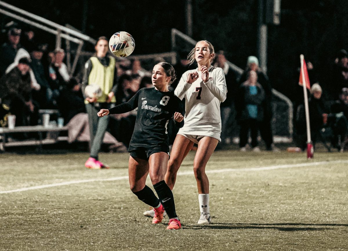 Senior captain Maci Ritzman shields a defender in Bearden's win over Powell in Thursday night's region championship game.