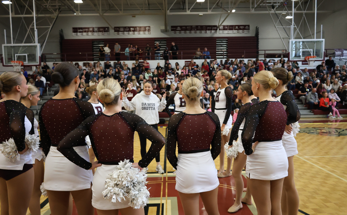 Bearden's dance team prepares to dance in the gym.