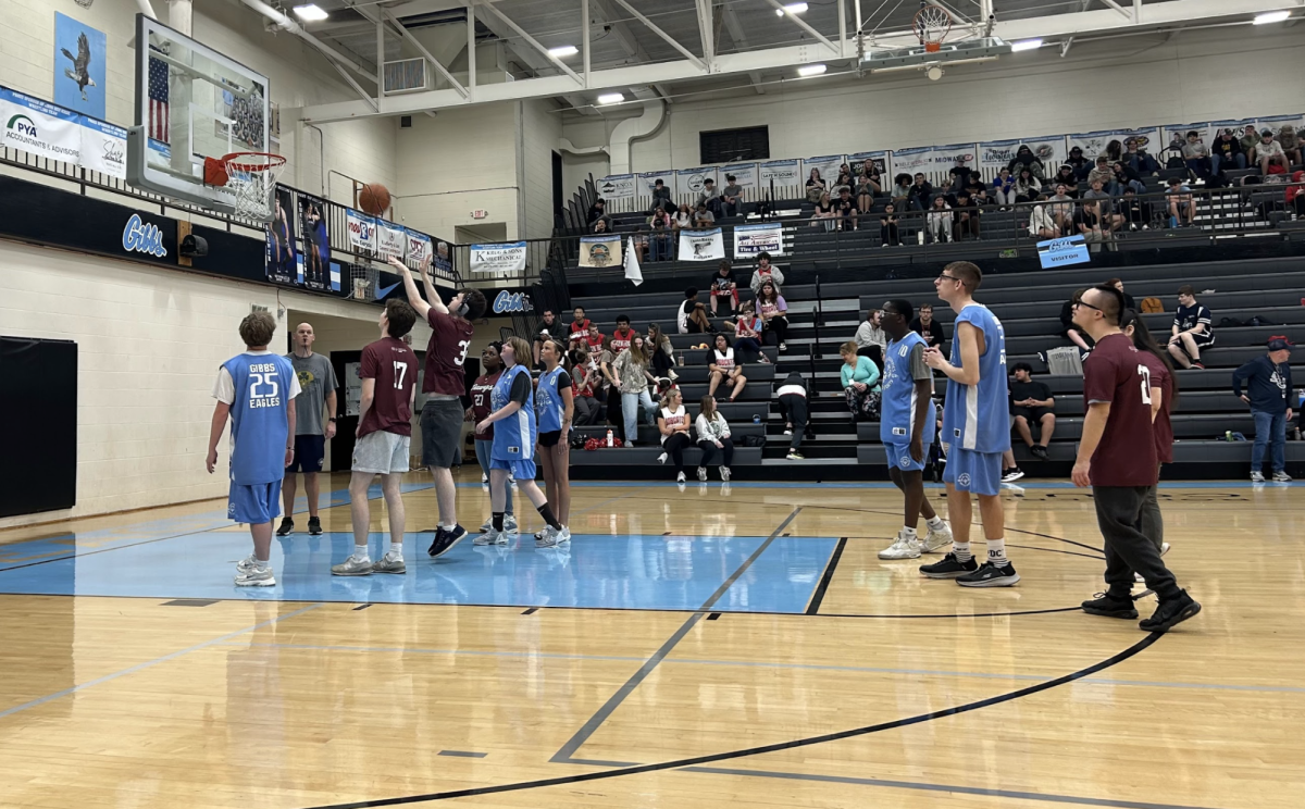 Bearden athletes compete in a basketball game against Gibbs at a recent Special Olympics tournament.